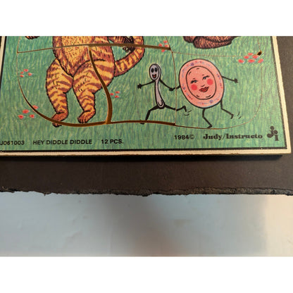 Vintage 1984 Judy Instructo Hey Diddle Diddle Wooden Inlay Tray Puzzle 101018