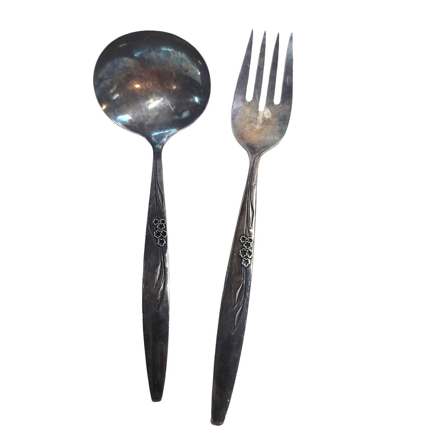 ONEIDA community silverplate Ladle and serving fork GENTLE ROSE pattern