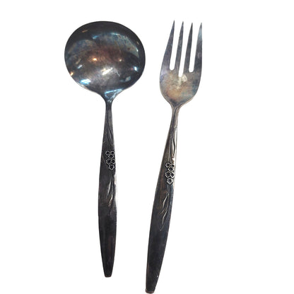ONEIDA community silverplate Ladle and serving fork GENTLE ROSE pattern