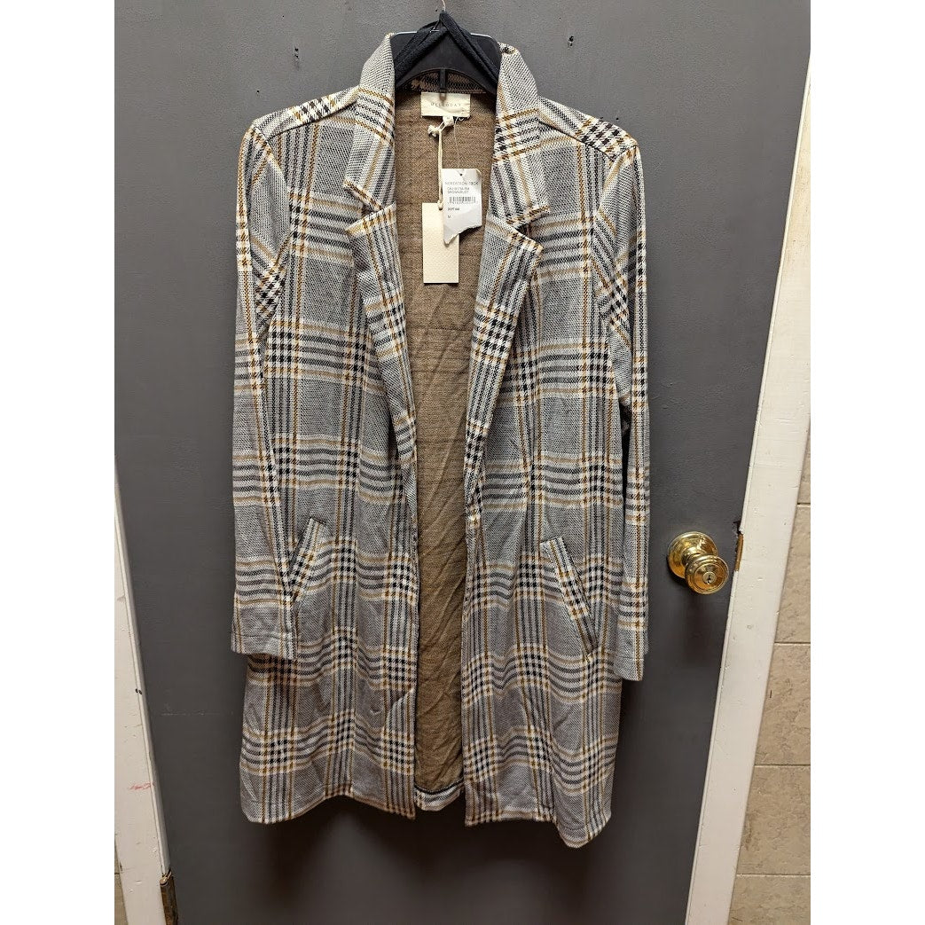 Melloday NWT Women’s Plaid Jacket Cardigan Long in Brown Plus Size Medium TRAVEL