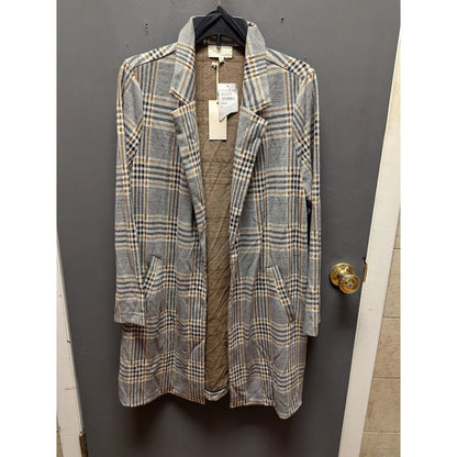 Melloday NWT Women’s Plaid Jacket Cardigan Long in Brown Plus Size Medium TRAVEL