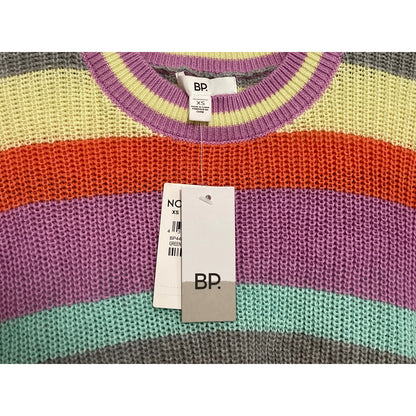 NWT BP. Pullover Crewneck Crop Sweater XS/Extra Small Green Luminary Multistripe