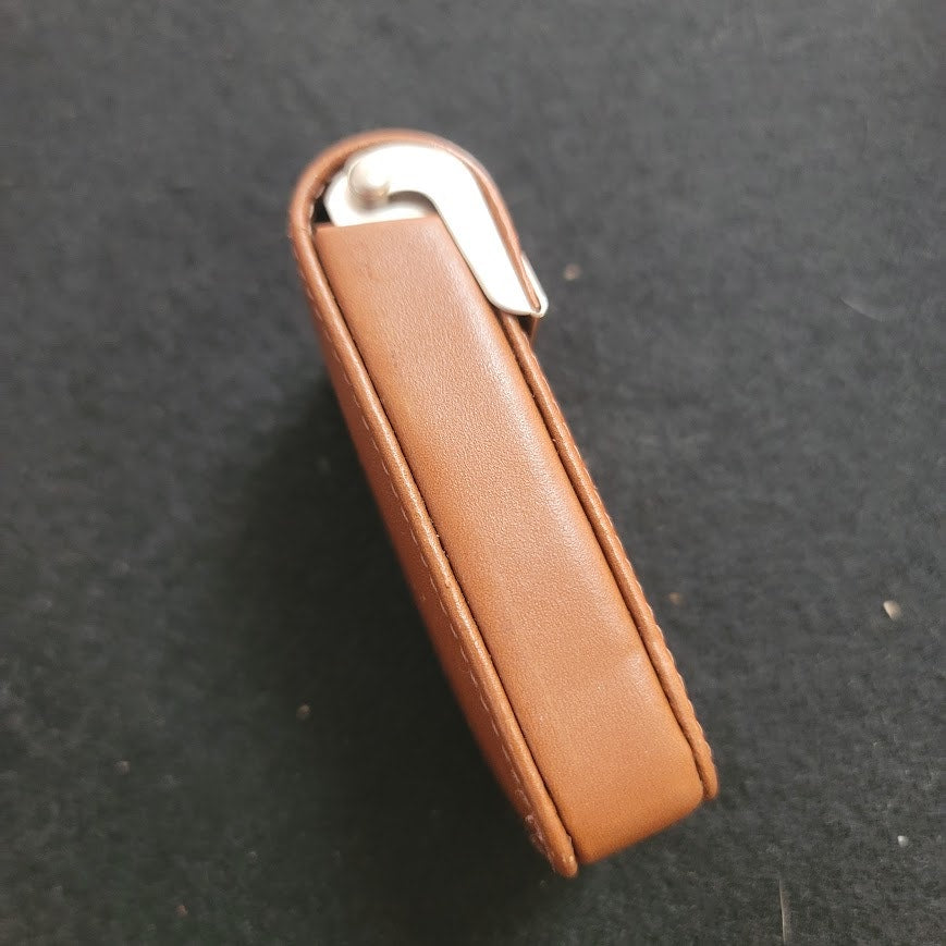 Vintage 60s Massimo Dutti Travel Case Empty Camel leather Vanity Nail Flip Top
