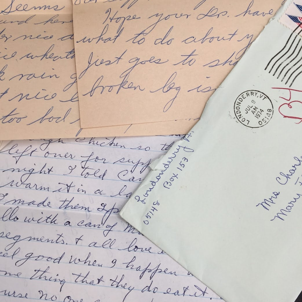 Vintage 70's letters LOT ephemera cursive GREAT cursive Scrapbooking decoupage