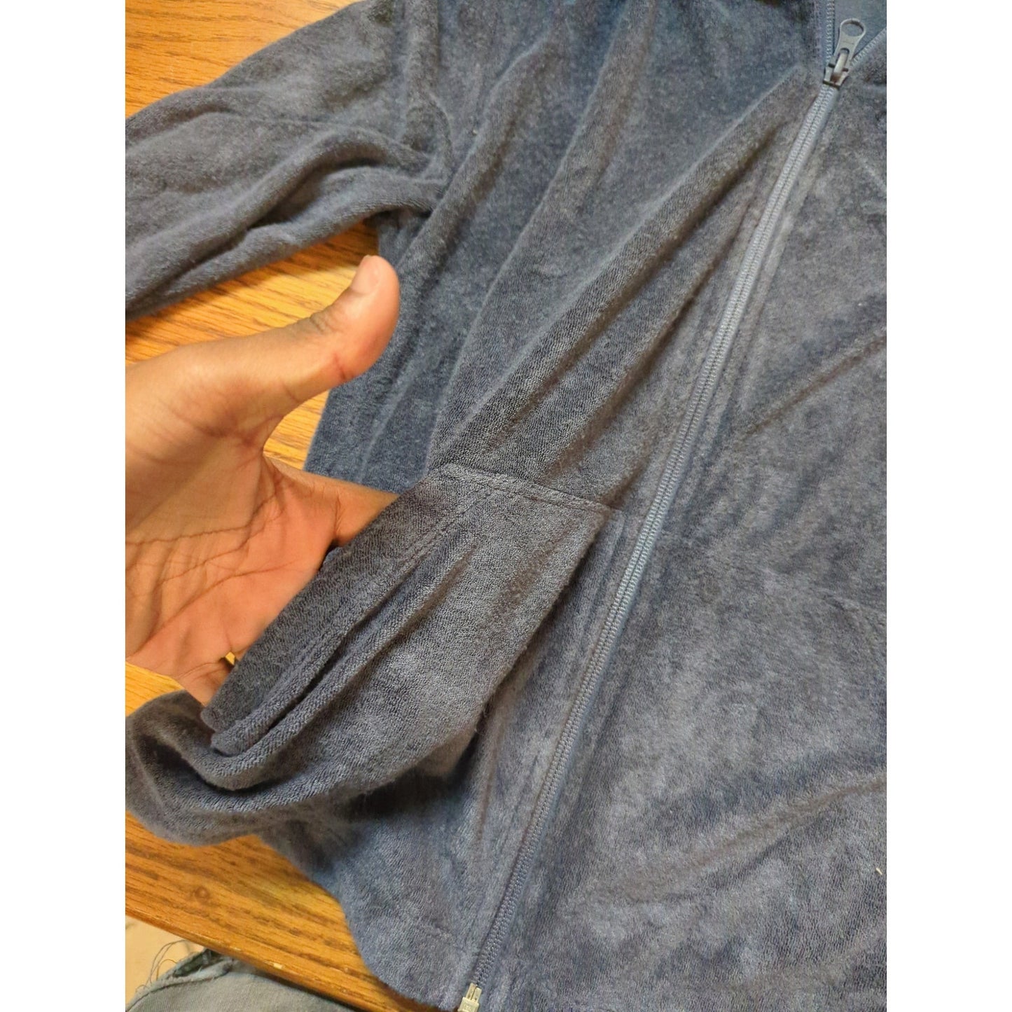 Zella Blue Full-Zip Hooded Fleece Jacket Size XS New Pockets Acitvewear Layers