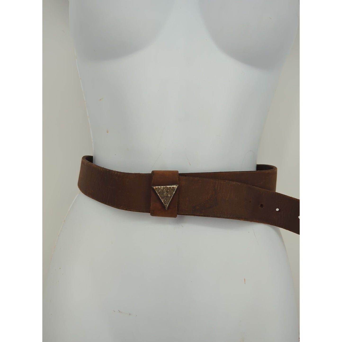 Vintage Guess Leather Belt Brown Raw Edge Cowgirl Rustic Boho Chic No buckle