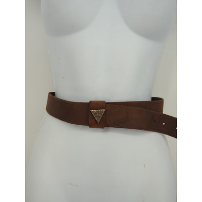 Vintage Guess Leather Belt Brown Raw Edge Cowgirl Rustic Boho Chic No buckle