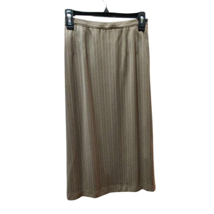 Harvé Benard Vintage Brown Pinstripe Pencil Maxi Skirt Side Slit Petite Small