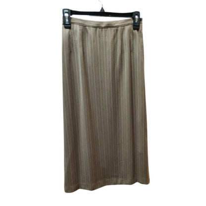 Harvé Benard Vintage Brown Pinstripe Pencil Maxi Skirt Side Slit Petite Small