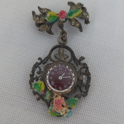 Negmar 17 Rubis Antichoc Brooch Lapel Pin Watch Timepiece Untested Swiss Made