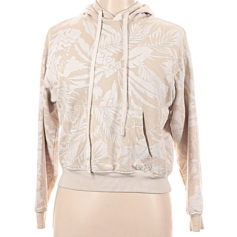 NWT Billabong Drawstring Hoodie Kangaroo Pocket Sweatshirt Sz Medium Tan Floral