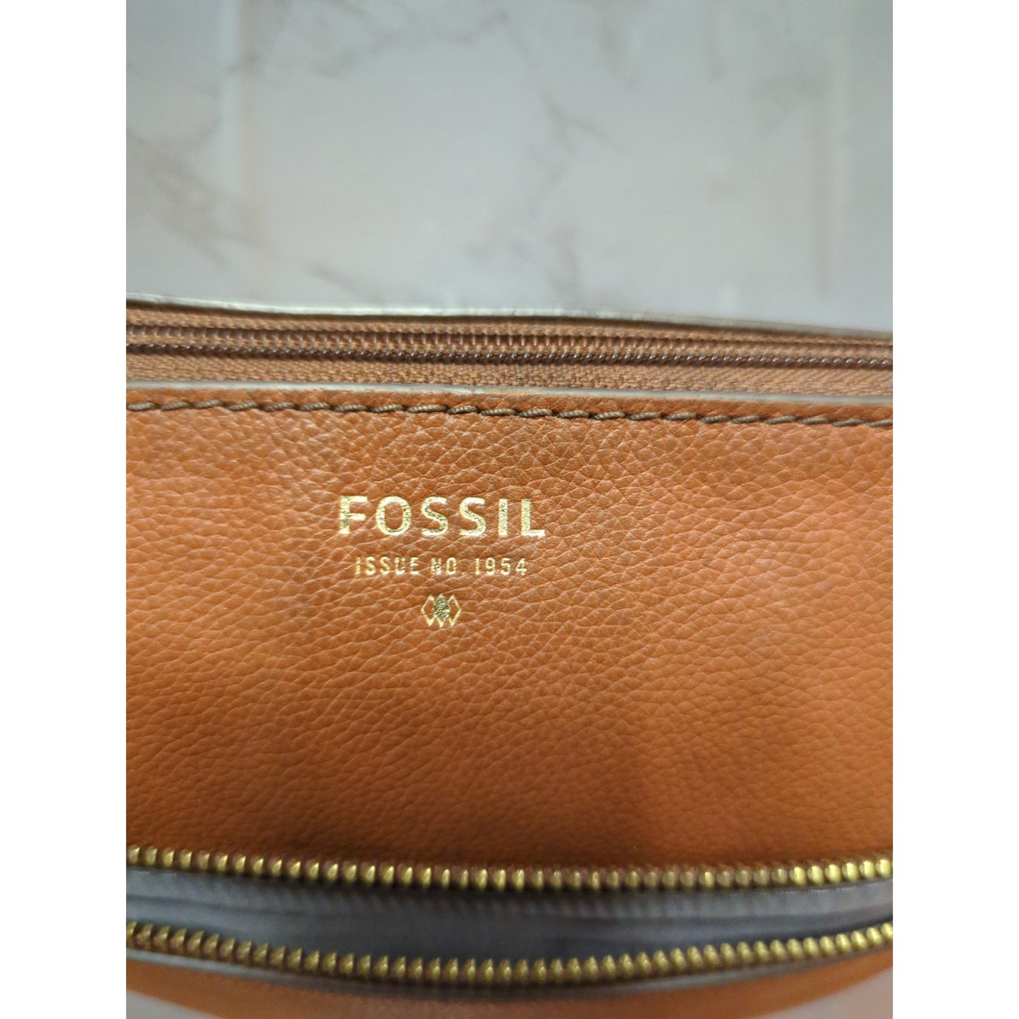 Fossil Heritage Brown Tan Leather Crossbody Organizer Messenger Bag