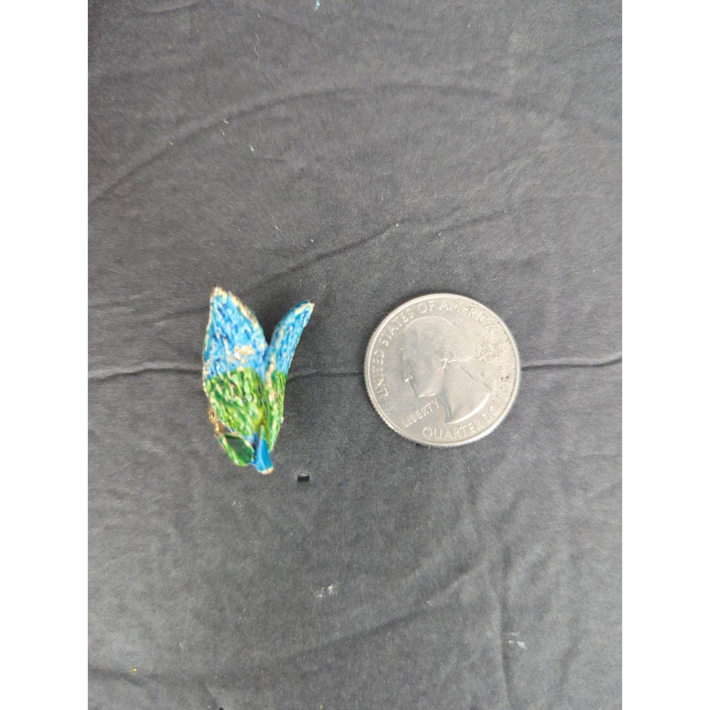 Handmade Blue & Green Leaf Paper Mache Clip On Dangle Earrings Retro Fairycore