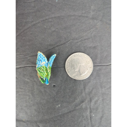 Handmade Blue & Green Leaf Paper Mache Clip On Dangle Earrings Retro Fairycore