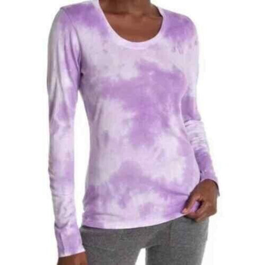Sundry Women's Scoop Neck Long Sleeve T-Shirt Top Size3 OR LARGE Lilac Tie Dye