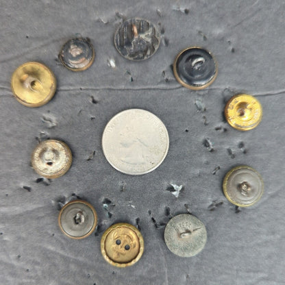 LOT S of 10 Antique Vintage Victorian Brass Mixed Materials Buttons ESTATE FIND