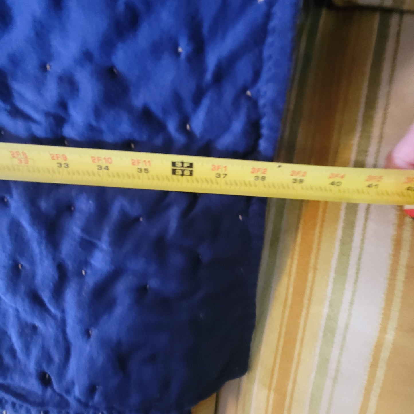 Handmade heavy quilt two tone Blue handtied string 76" x 68" Full size Patchwork
