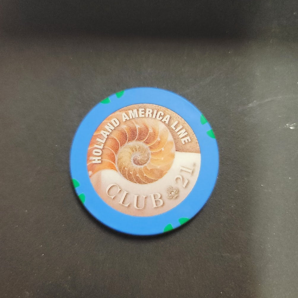 Casino Chip HOLLAND AMERICA LINE CLUB 21 Nautical shell blue MS NIEUM AMSTERDAM