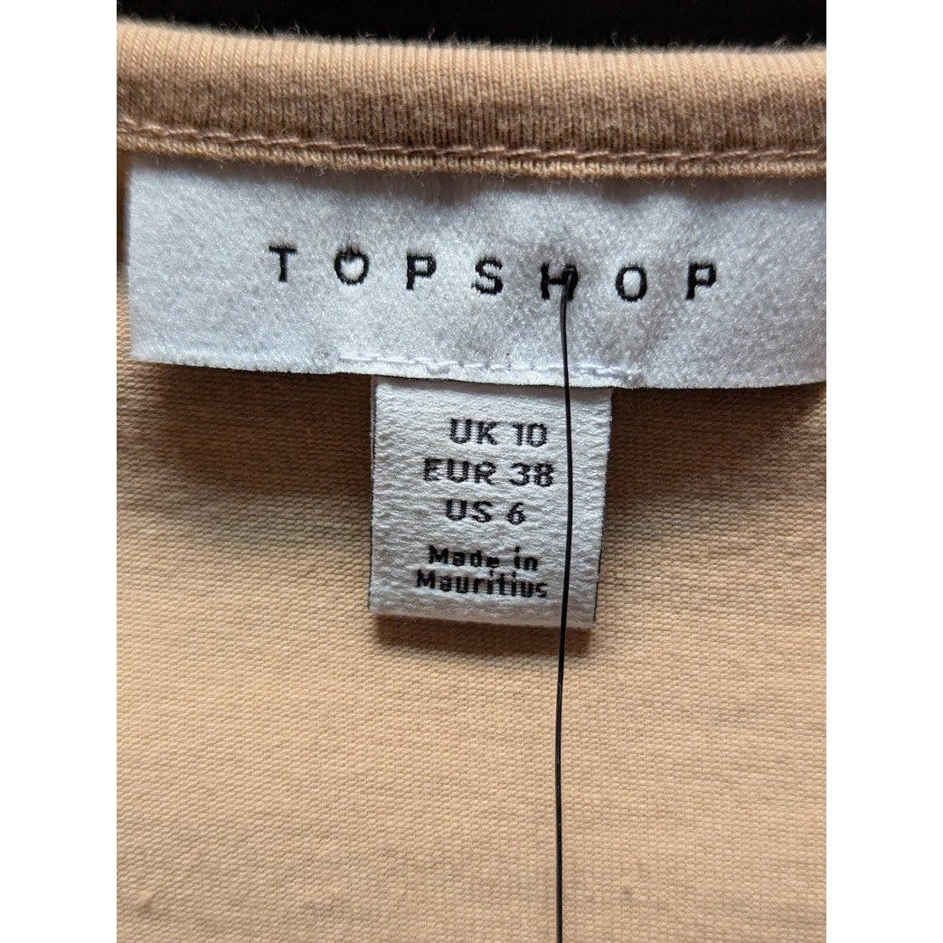 Topshop size 6 wrap cropped long sleeve shirt blouse top VNeck NEW just peachy