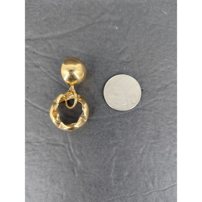 Vintage Gold Tone Swirl Knot Clip On Earrings Retro Jewelry Dangle MCM minimal