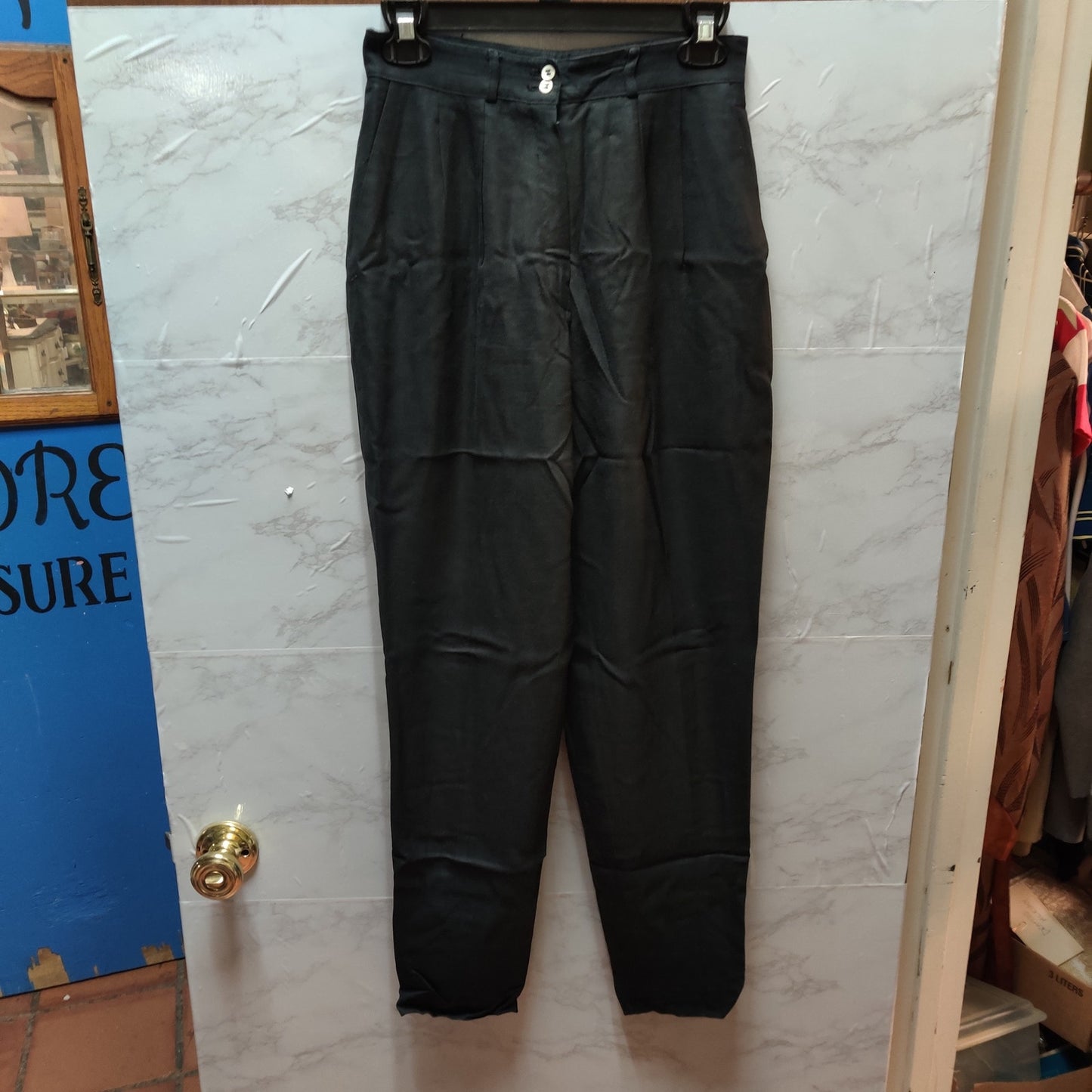 Vintage Liz Claiborne Black Career Pants Straight Leg 8 Petite Lined Trousers