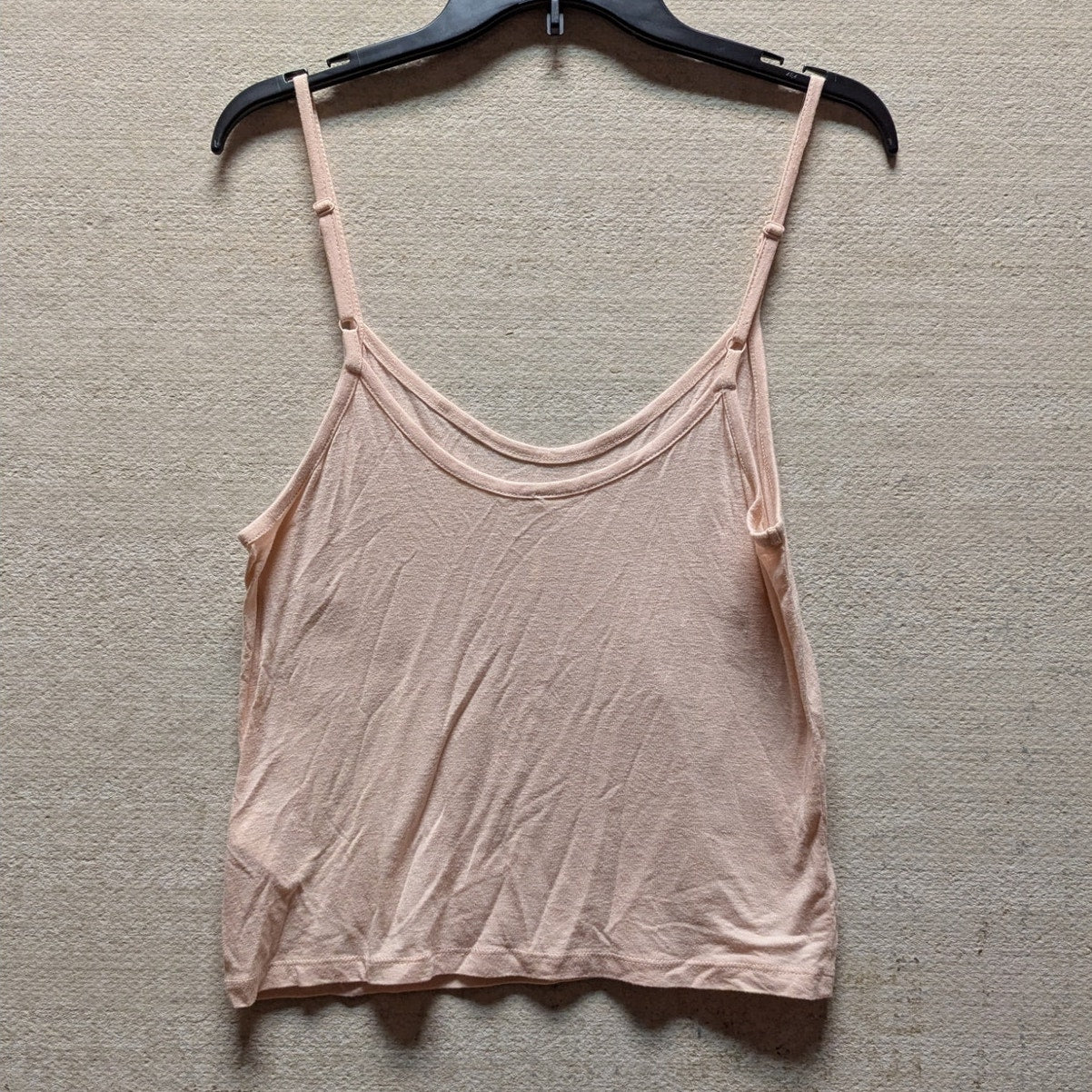 Free People Light pink tank adjustable strap sheer top shirt layering Size Small