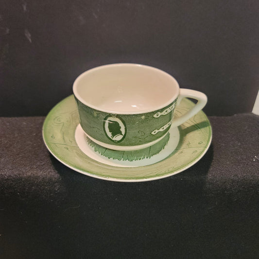 Vintage Teacup and Saucer colonial Homestead Pattern by Royal China
