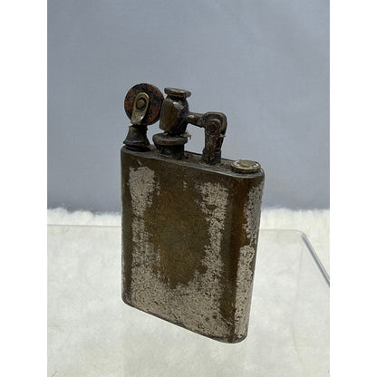 3" 1940's Spanish Lift-Arm Pocket Lighter Block Style Heavy Patina Industrial