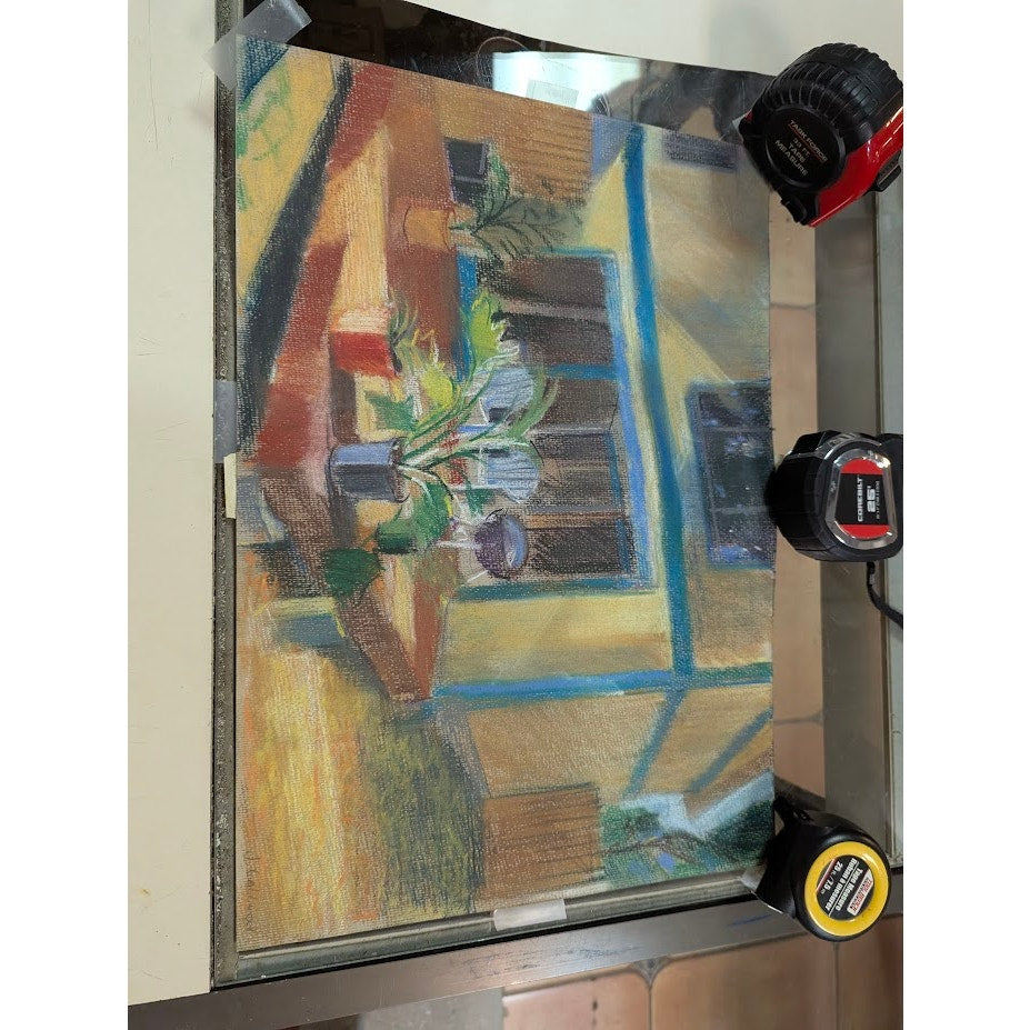 Original MCM Expressionist Pastel Painting Interior Still Life Signed J Gallwood