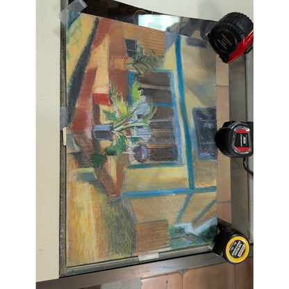 Original MCM Expressionist Pastel Painting Interior Still Life Signed J Gallwood