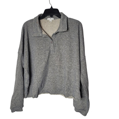 NEW BP. Medium Gray Pullover Sweatshirt collared Long Sleeve Casual Cropped
