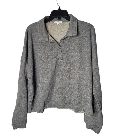 NEW BP. Medium Gray Pullover Sweatshirt collared Long Sleeve Casual Cropped