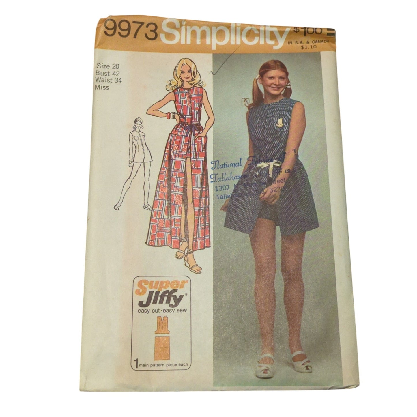 Vintage Sewing pattern Simplicity 9973 Size 20 Dress Wrap Romper