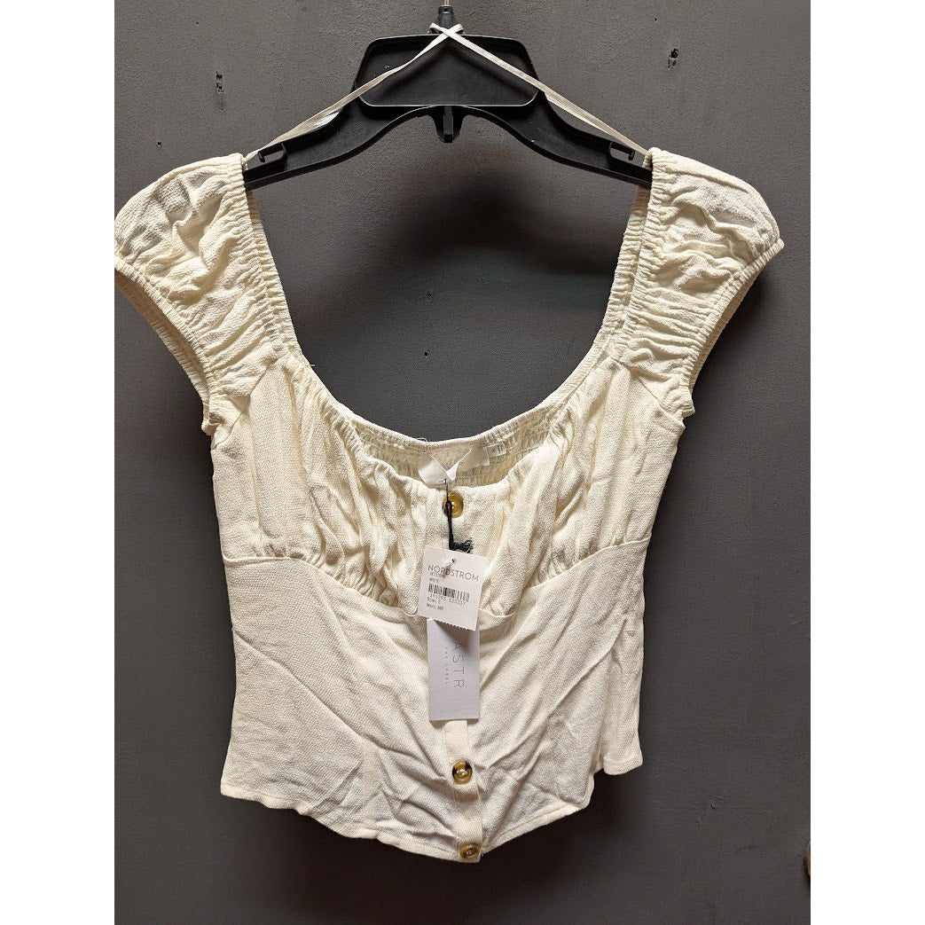 ASTR The Label White Smocked Back Cropped Top Size Small casual summer Flirty