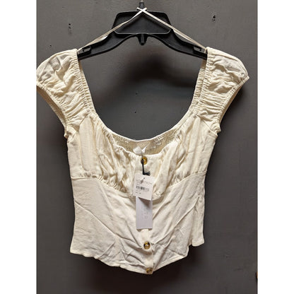 ASTR The Label White Smocked Back Cropped Top Size Small casual summer Flirty