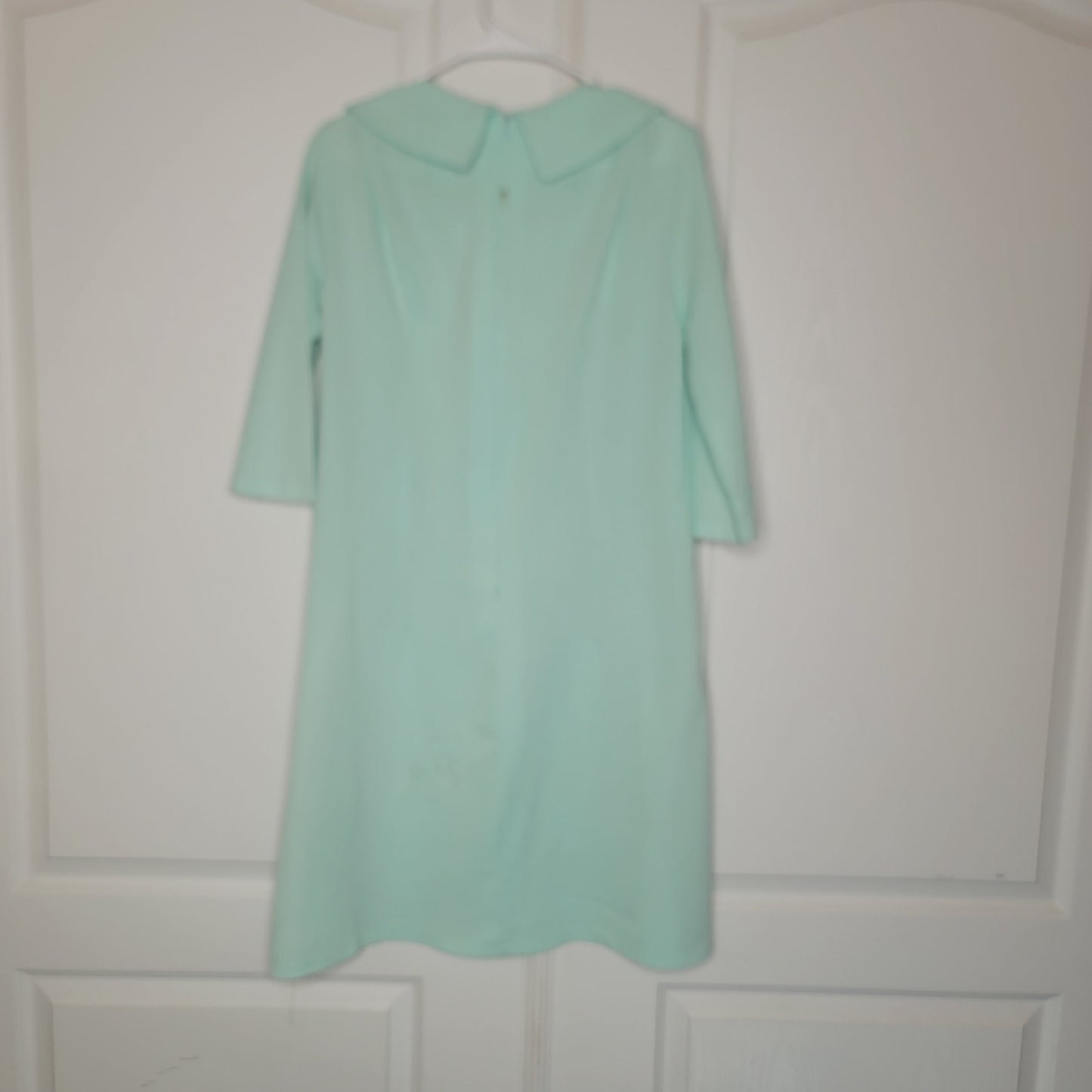 Vintage Baby Blue 60's dress 3/4 sleeve Stains Large/XL Circle collar