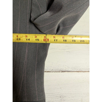 Style & Co. Petite Gray Pinstripe Single Button Stretch Blazer 4P Career Work