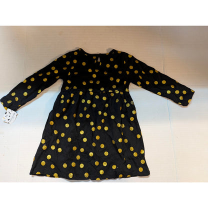 Preppy Harper Canyon Black Gold Metallic Polka Dot Long Sleeve Dress NWT 12M