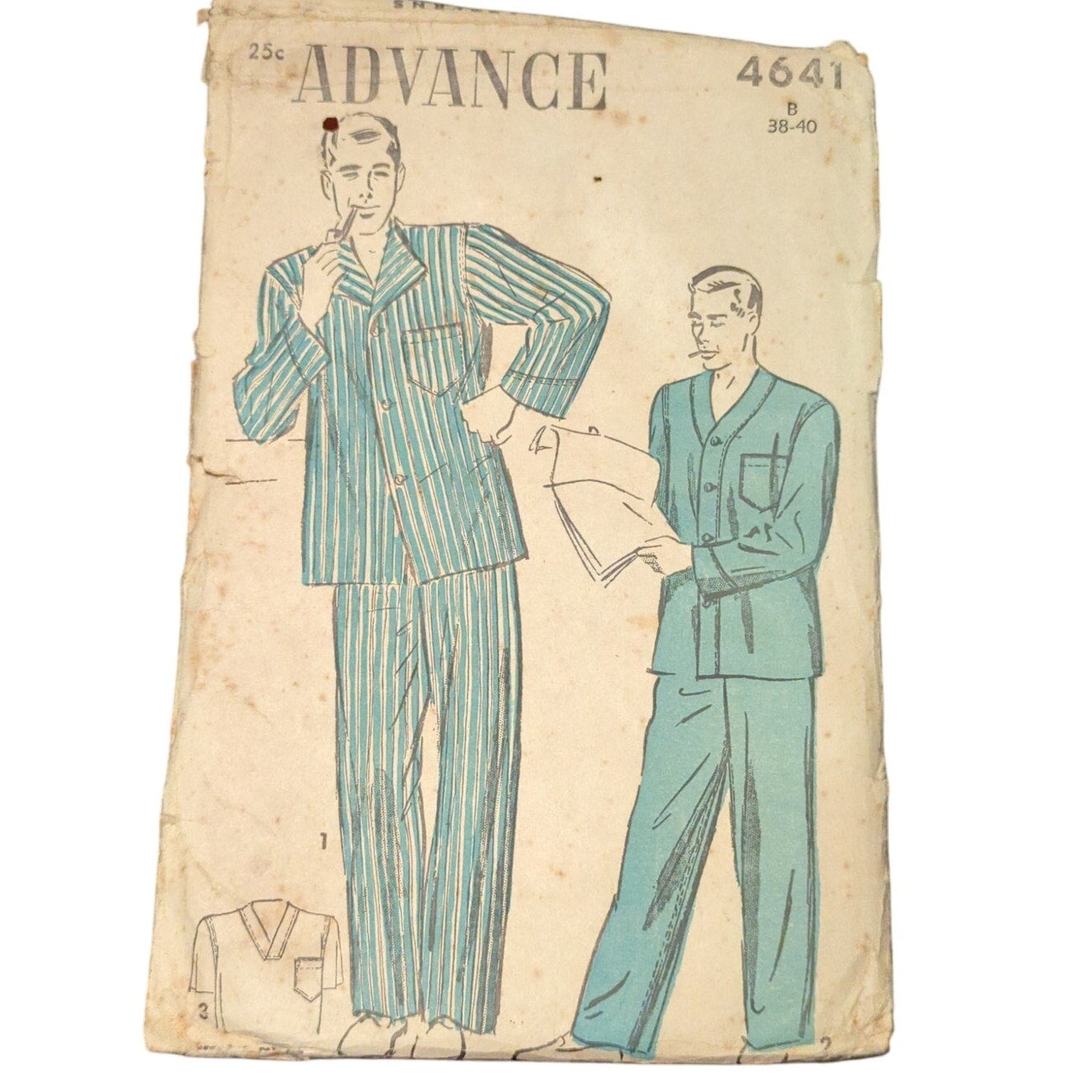 Vintage Sewing pattern Advance 4641 Chest 38-40 Men's Pajamas