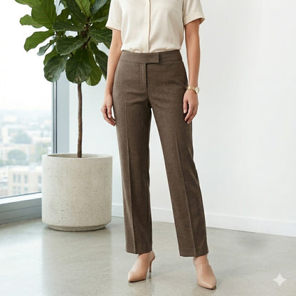 Alex Marie Brown Tapered Career Pants Petite Minimalist Professional Office 4P