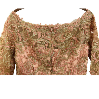 Tadashi Shoji Curie Off Shoulder Sparkly Metallic Dress Sz 8 in Petal Pink NWT