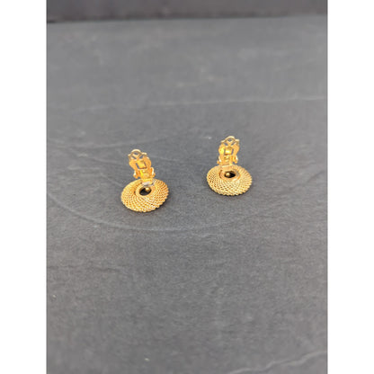 Vintage Gold Tone Cut out Chain Link Swirl Clip On Earrings Retro Modern