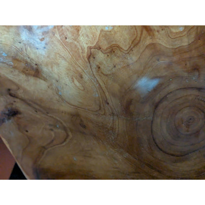 Rustic Hand-Carved Live Edge Teak Root Wooden Bowl Tree Stump Centerpiece
