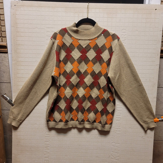 Vintage alfred dunner sweater crew neck argyle print womens Large long sleeve