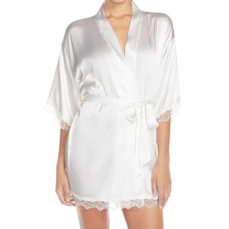 In Bloom by Jonquil "The Bride" Embroidered Lacy Robe Sz Small in Off White NWT