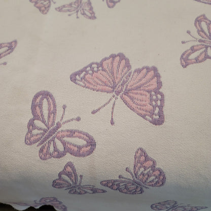 Reversible purple butterfly scalloped edge coverlet blanket bedspread Full Queen