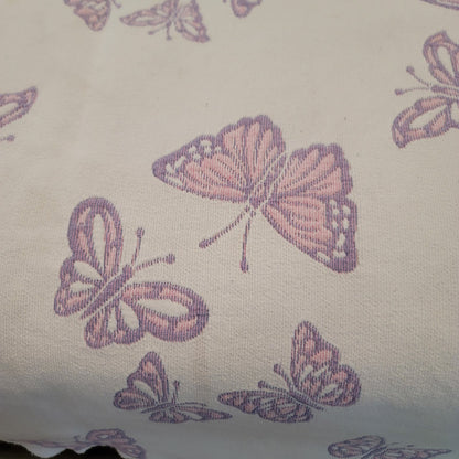 Reversible purple butterfly scalloped edge coverlet blanket bedspread Full Queen