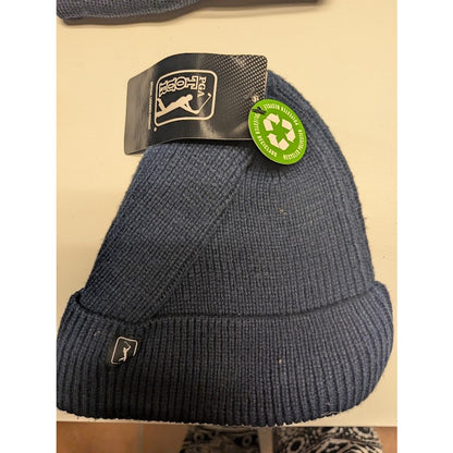 PGA TOUR NEW Beanie Hat Knit Hat Winter BLUE Unisex One Size Fits Ribbed Folding