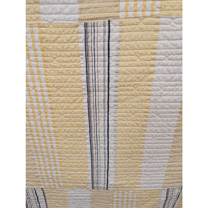 Nautica Galewood Yellow Blue Stripe quilted bedspread blanket King Cotton