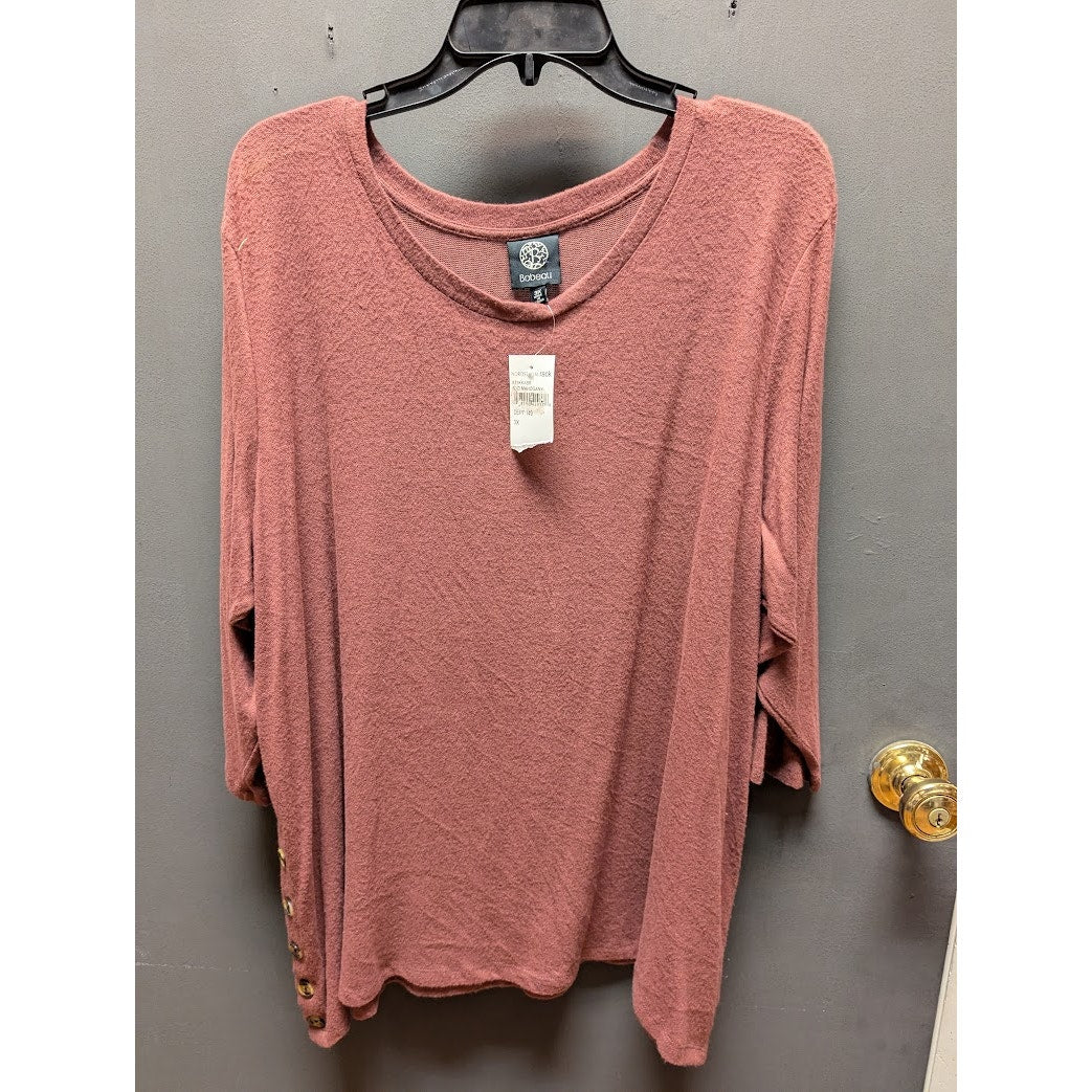 Bobeau Women's Mauve Knit Button Side Pullover Top NWT Size 3X Plus